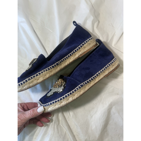 Anya Hindmarch Navy Espadrilles Size 37 Leather Suede - Picture 7 of 14